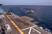 Image: A CH-53 Super Stallion lands on the deck of the USS Nassau off the coast of Nova Scotia.