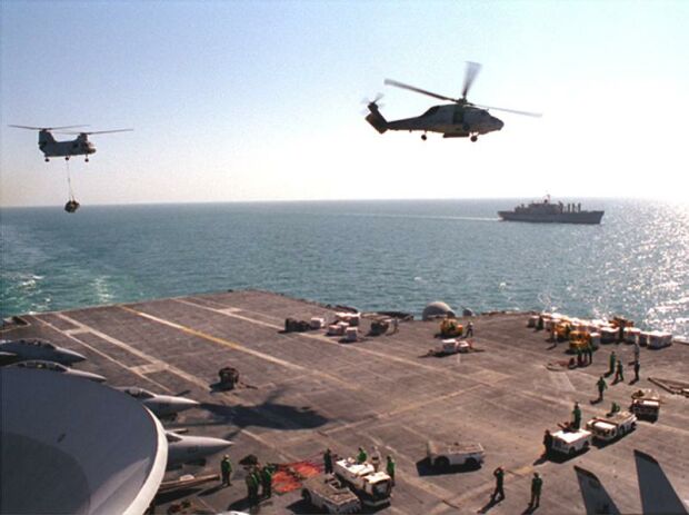 Image: SH-60 Seahawk Helicopter and a CH-46D Sea Knight Helicopter